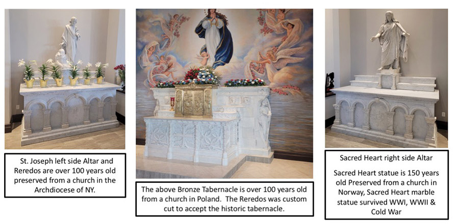 Egan Church Furnishing & Restoration - Three Marble Altars, Two Marble Sancturay, Baptismal Font & Bronze Tabernacle