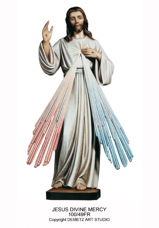 Divine Mercy Statue - Colored Hand Painted