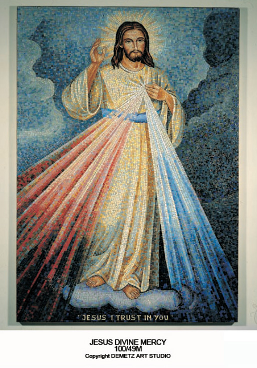 Jesus Divine Mercy Beautiful Frame Colored Mosaic