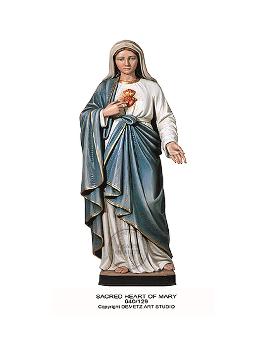 Sacred Heart of Mary - 640/129 Wood Carved