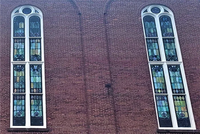 Our Lady of the Assumption Church - Damaged Stained Glass and Window Frames